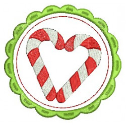 Stickdatei - Zuckerstangen Herz Button